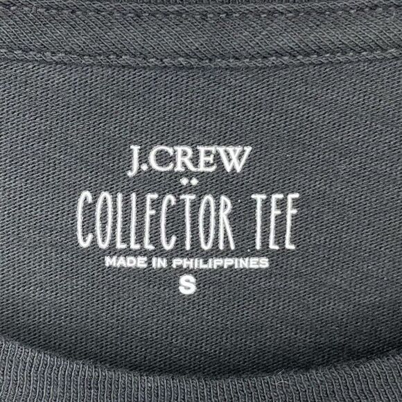 J.CREW Top Women Small Black Collector Tee Embroidered Gold CHEERS! Cotton AZ087 - Picture 5 of 7
